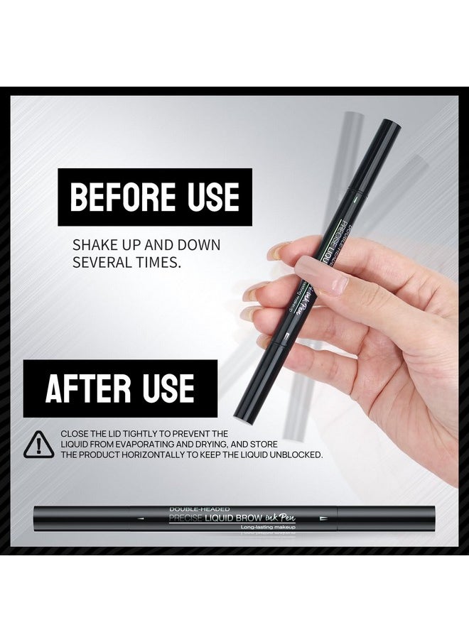 W3W - Microblading Eyebrow Pencil,2-In-1 Dual-Ended Eyebrow Pen With 2 Tip Brow Pen And Precise Brush-Tip,Brow Pen For Natural Waterproof And Long-Lasting Brows (Dark Brown) - Image 1