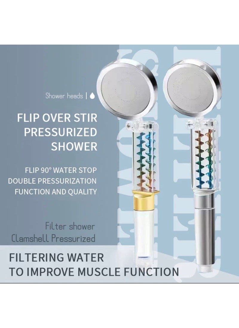 kankin mart kankin Fan Hand Shower for Bathroom HighPressure Water Saving Shower Handheld Shower 360 Rotating Water Shower Head with 1 MTR SS Tube And Wall Hook Pause Switch Turbocharged MULTICOLOURS  - Image 2