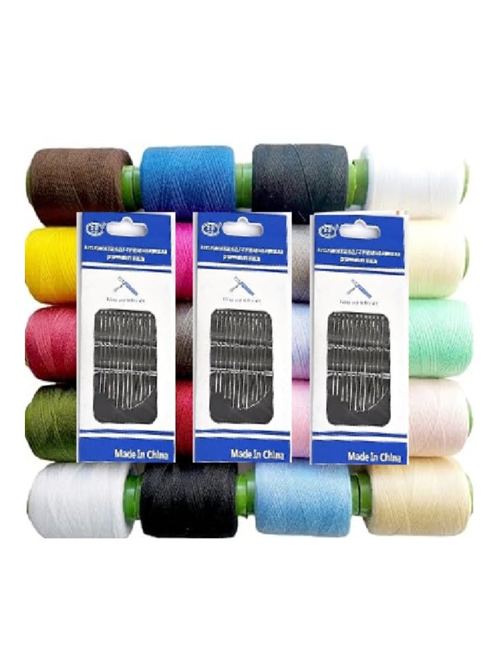 مجموعة من 20 بكر الخيط الوان مختلفة و 30 ابرة سحرية سهلة اللضم - Image 1