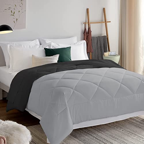 EDMUND - 600 GSM Heavy Winter Reversible Comforter for King Size Bed Comforter/Duvet/Rajai/Quilt/Blanket (92" x 106") Inches - Winter 600 GSM Comforter | Black & Ash Grey| TC - 300 - Image 3