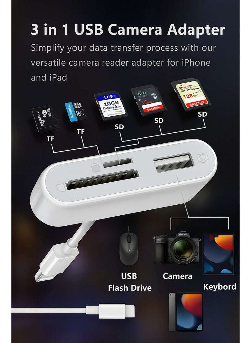 Bright Type-C 3-in-1 Adapter with USB 3.0, SD & Micro SD Card Reader – High-Speed Data Transfer - Image 3