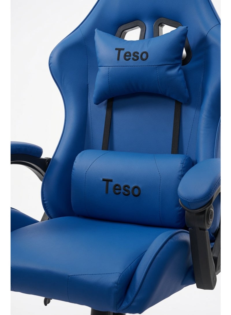 Teso Ergonomic Gaming Chair with Lumbar & Headrest Pillow, Adjustable Height, Reclining Racing Style Computer Chair, PU Leather Office & Gaming Chair for PC Gamers, Home & Office - Image 4