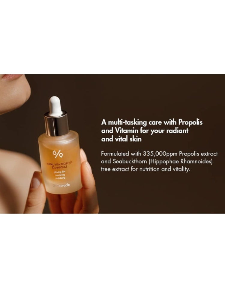 علاج البشرة الباهتة والجافة والمتعبة – Dr.Ceuracle Royal Vita Propolis 33 Ampoule لإشراقة فورية، ترطيب عميق وشد البشرة (30ml) - Image 2