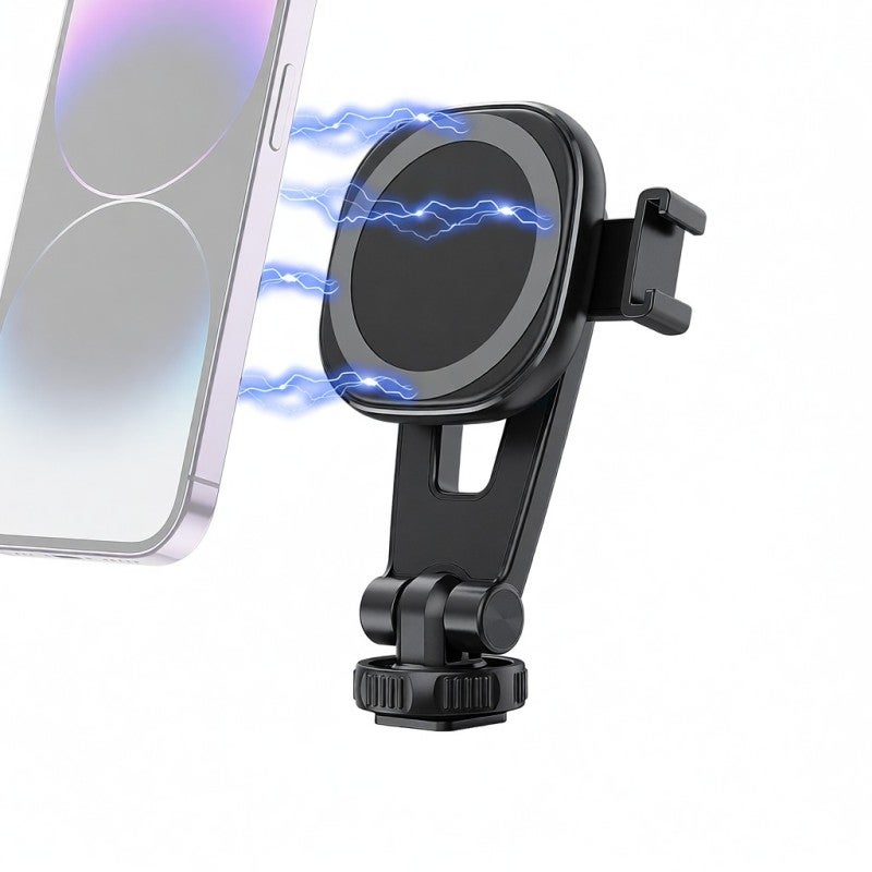 VRIG MG-03 Portable Magnetic Phone Mount Phone Holder Phone Tripod Mount with Cold Shoe 1/4 Inch Thread 360° Rotatable Replacement for iPhone 12/13/14 Series and More - Image 1