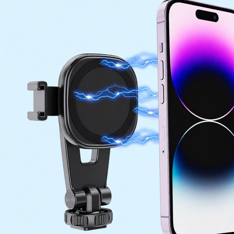 VRIG MG-03 Portable Magnetic Phone Mount Phone Holder Phone Tripod Mount with Cold Shoe 1/4 Inch Thread 360° Rotatable Replacement for iPhone 12/13/14 Series and More - Image 4