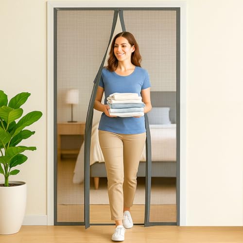 Royalkart 100x210cm Grey | Magnetic Mosquito Net for Door | Fiberglass Screen Curtain with 34 Magnets | Auto-Closing Mesh to Keep Mosquitoes Out - Image 4