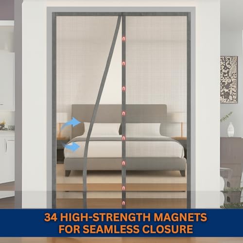 Royalkart 100x210cm Grey | Magnetic Mosquito Net for Door | Fiberglass Screen Curtain with 34 Magnets | Auto-Closing Mesh to Keep Mosquitoes Out - Image 5