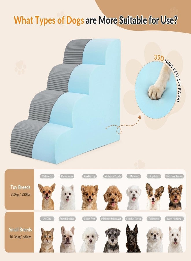 KASBAH Dog Stairs for Bed Up to 24" H, Extra Height 22.8" 4-Step Pet Steps for Small Dogs and Cats, Non-Slip Sturdy Dog Ramp with Anti-Tip Safety Strap and Washable Cover,Balanced Ramp Indoor Pet Stairs - Image 5