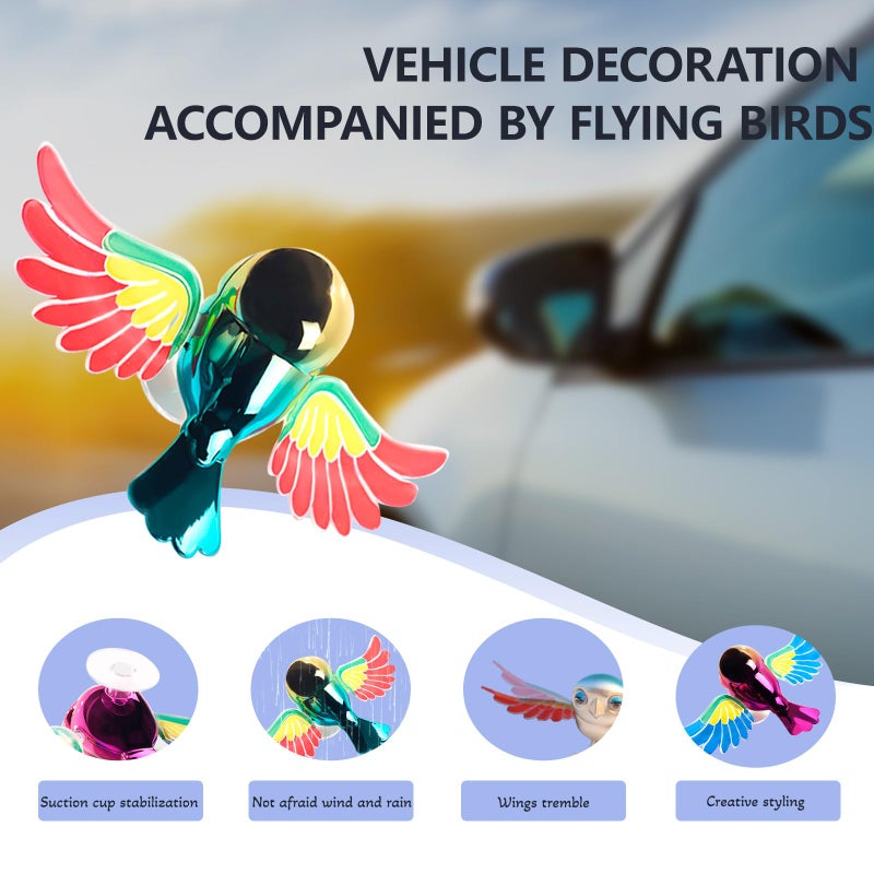 Nicerice Bionic Flying Bird, Funny and Cute Car Decoration, Wings Swing with Wind, Suitable for Car, Motorcycle Mirrors and Helmets (Blue) - Image 3