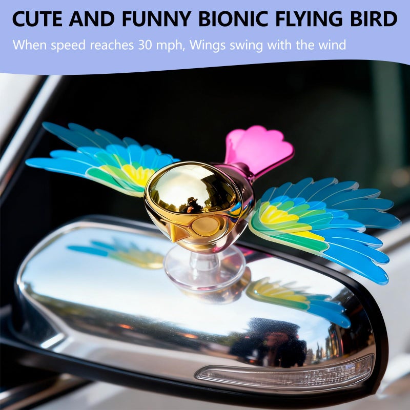 Nicerice Bionic Flying Bird, Funny and Cute Car Decoration, Wings Swing with Wind, Suitable for Car, Motorcycle Mirrors and Helmets (Blue) - Image 2