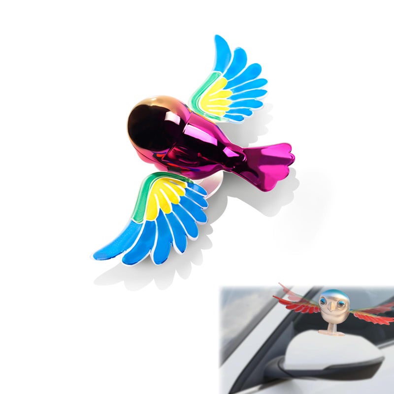 Nicerice Bionic Flying Bird, Funny and Cute Car Decoration, Wings Swing with Wind, Suitable for Car, Motorcycle Mirrors and Helmets (Blue) - Image 1