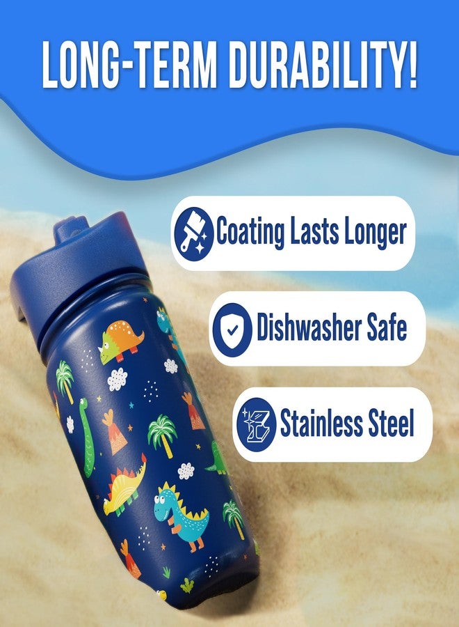 Klevly Stainless Steel 14 OZ Kids Water Bottle with Straw | BPA-Free Insulated Water Bottle with Leak-Proof Lid | Dinosaur Kids Water Bottle for School | Kids Stainless Steel Water Bottles - Image 4