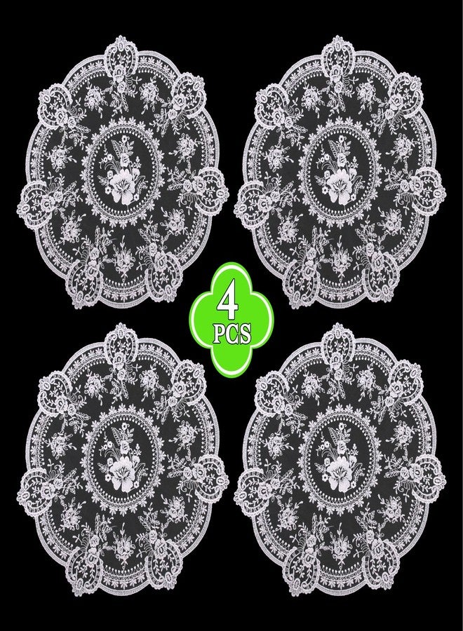 Uxney 4 Pack Lace Placemats, 13 Inch Round Vintage Doilies, White Handmade Crochet Embroidery Table Mats for Dining Table, French Retro Home Decor, Wedding & Party - Image 3