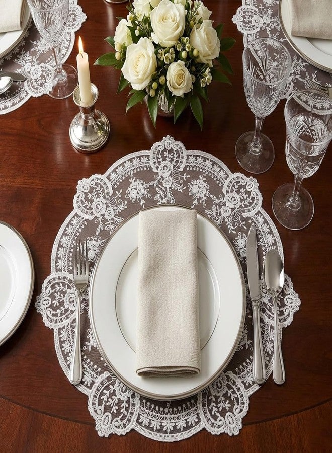 Uxney 4 Pack Lace Placemats, 13 Inch Round Vintage Doilies, White Handmade Crochet Embroidery Table Mats for Dining Table, French Retro Home Decor, Wedding & Party - Image 5