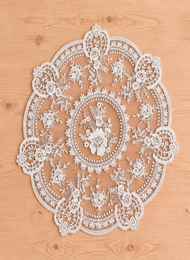 Uxney 4 Pack Lace Placemats, 13 Inch Round Vintage Doilies, White Handmade Crochet Embroidery Table Mats for Dining Table, French Retro Home Decor, Wedding & Party - Image 1