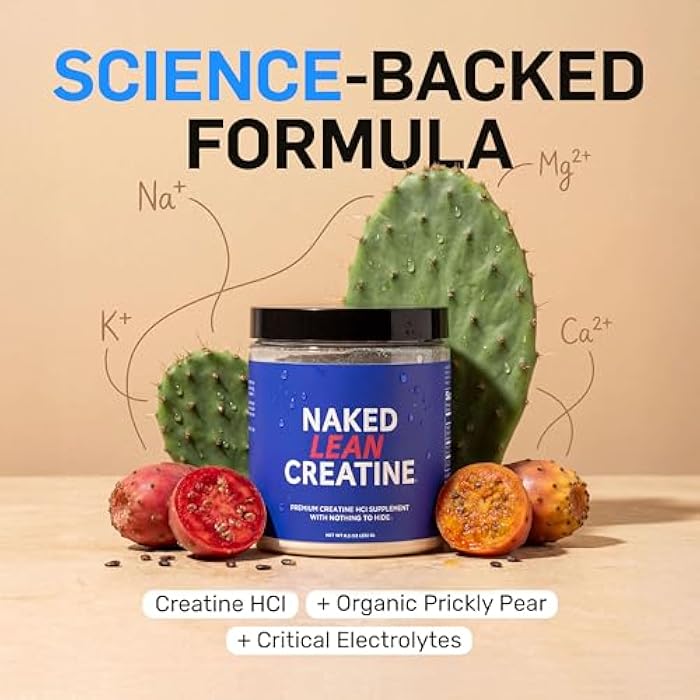 Nakd NAKED Lean Creatine HCl Powder, 100 Servings - Con-Cret Creatine Hydrochloride with Organic Prickly Pear Extract, Electrolytes - Muscle Growth, Strength & Cognitive Support - Unflavored - Image 2