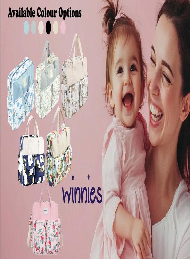 Winnies Baby Diaper Bag for Moms | Travel Maternity Nappy Messengers Tote with Multiple Pockets | Large Capacity Stylish Bags for Baby Essentials (Blue) - Image 3