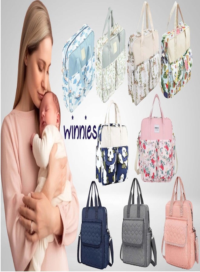 Winnies Baby Diaper Bag for Moms | Travel Maternity Nappy Messengers Tote with Multiple Pockets | Large Capacity Stylish Bags for Baby Essentials (Blue) - Image 4