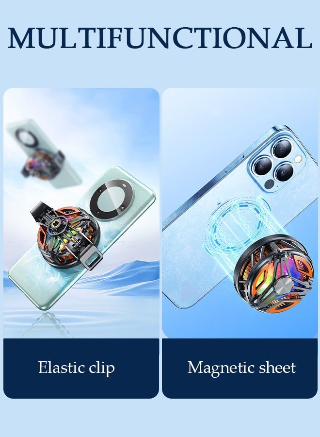 DUNISO Magnetic Semi-Conductor Cooling Chip for Live Streaming and Gaming, Fast Phone Cooling Fan with RGB Lights and Universal Clamp, Fit All Types of iPhone Android Smartphones - Image 2