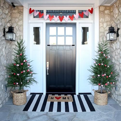 CAINANEL Black and White Area Rug 35.4 x 59 Inches Striped Front Door Mat Front Porch Rug Hand-Woven Machine Washable Indoor/Outdoor Layered Door Mats for Entryway/Bedroom/Outdoor - Image 3
