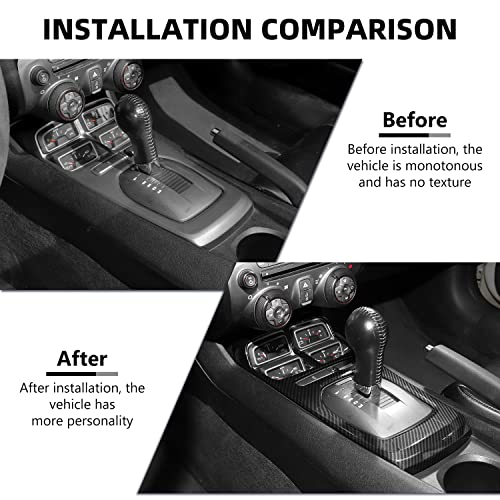 RAZPOY for Camaro Gear Shift Panel Cover, 2PCS Center Console Gear Shift Trim Compatible with 2010-2015 Chevrolet Chevy Camaro Interior Accessories, Carbon Fiber - Image 2