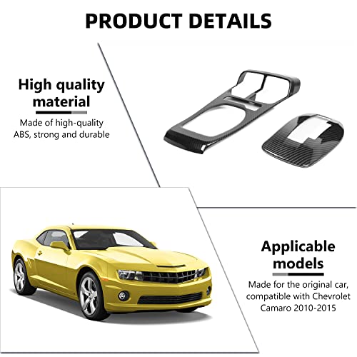 RAZPOY for Camaro Gear Shift Panel Cover, 2PCS Center Console Gear Shift Trim Compatible with 2010-2015 Chevrolet Chevy Camaro Interior Accessories, Carbon Fiber - Image 3