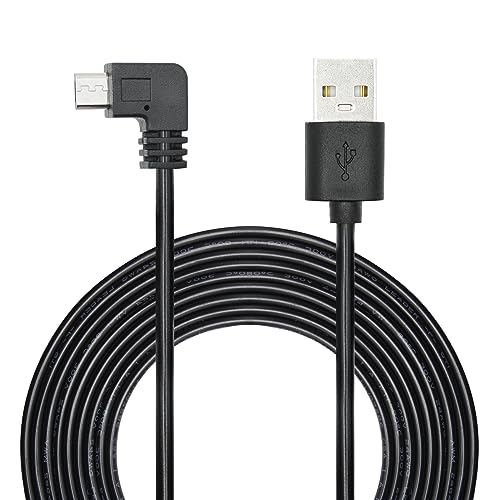 Maixbomr 90 Degree Micro USB Power Cable 11FT, Right Angle USB Dash Cam Charging Cord, for Car Dash Cam, Phones and Other Micro USB Devices Charging - Image 1