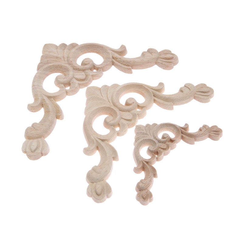 MUXSAM Wood Carved Appliques  Furniture Onlay Decals  4-Pack Unpaint Carvings for Cabinet Cupboard Fireplace Dresser Headboard Wall Door Mirror Wardrobe Pews Closet Frame Decor 14x14cm/5.51""x5.51"" - Image 5