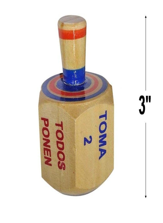 More Fiesta-Pack of 2 Pirinola Toma Todo Game - Set of 2 Hand Painted Wood 3 Inches Tall Spinning Tops Traditional Mexican Game in Spanish, for Cinco De Mayo Party (Traditional) - Image 4