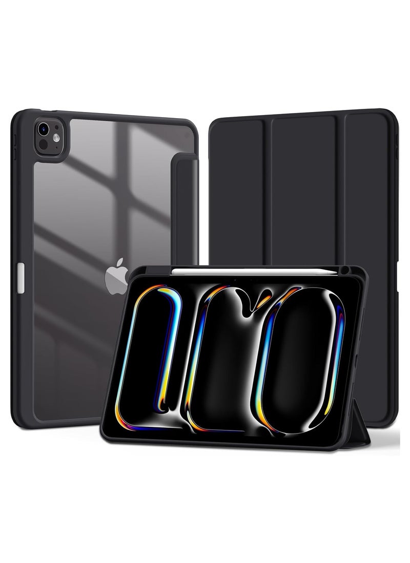 Generic Compatible with iPad Pro 11 Inch Case 2024 (M4, 5th Gen) with Pencil Holder, Clear Transparent Back for iPad 11 Pro Case, Support Pencil Pro and Pencil (USB-C) Auto Wake/Sleep (Black)  - Image 1