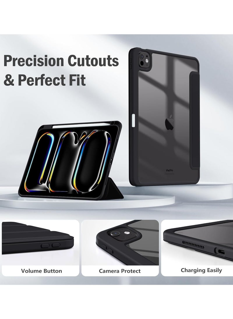 Generic Compatible with iPad Pro 11 Inch Case 2024 (M4, 5th Gen) with Pencil Holder, Clear Transparent Back for iPad 11 Pro Case, Support Pencil Pro and Pencil (USB-C) Auto Wake/Sleep (Black)  - Image 4
