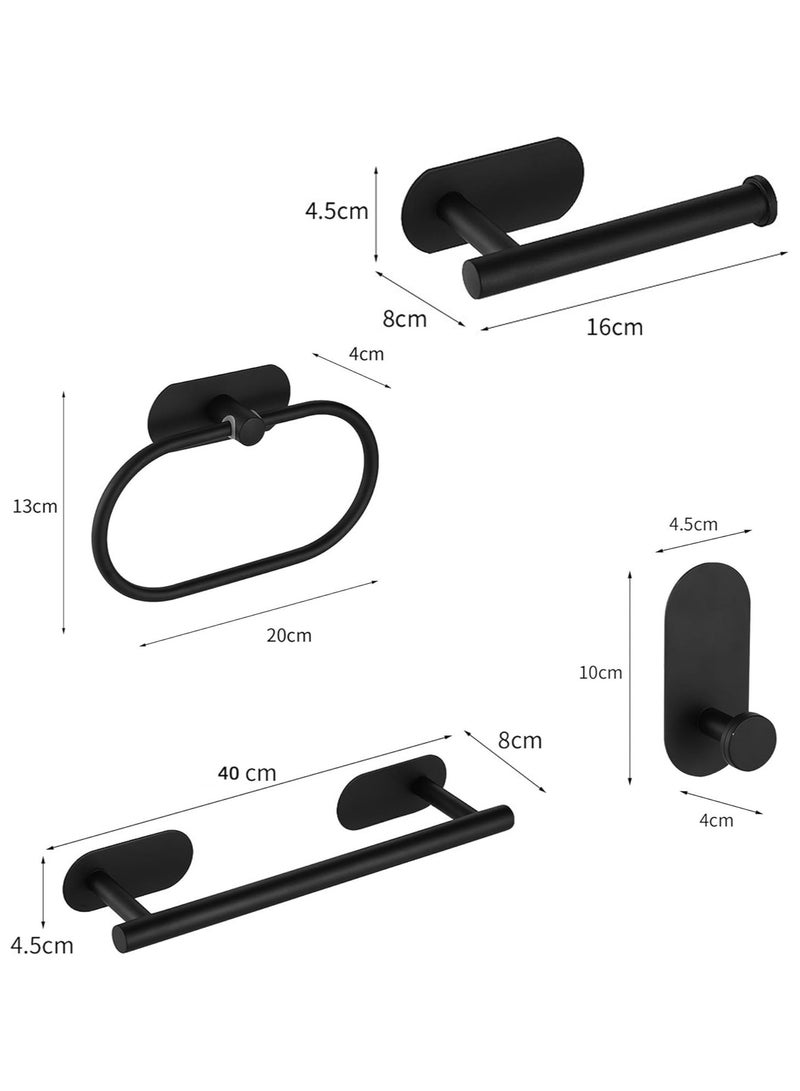 Generic Bathroom Hardware 4 Set, Matte Black Bathroom Accessories Set, Stainless Steel Towel Bar Set Wall Mounted Include 16.5" Bathroom Towel Rack, Toilet Paper Holder, Towel Ring, Robe Hooks (Black)  - Image 3