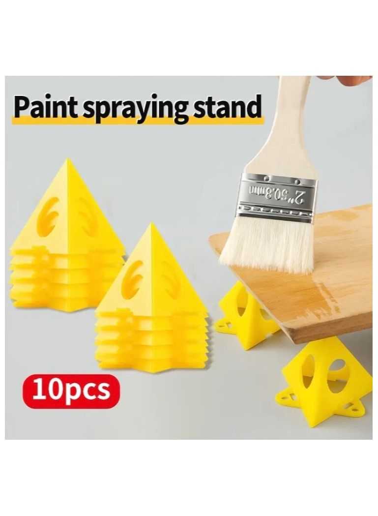 10pcs Woodworking Paint Bracket Set Yellow Painted Plastic Cushion Block Spray Paint Air Dry Coated Triangular Bracket  - Image 1