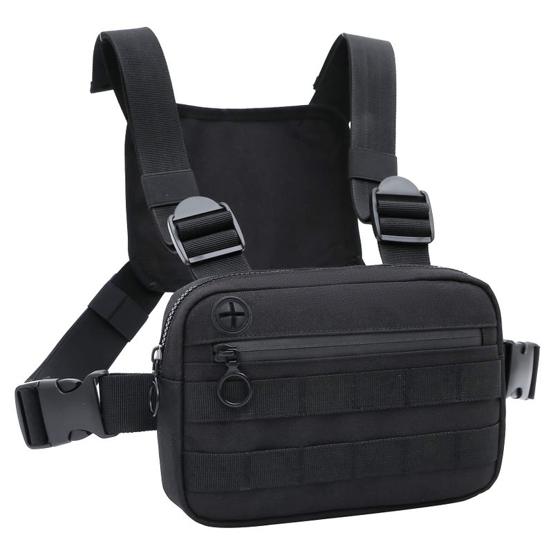 Muserise Outdoor Sports Utility Pack, Tactical EDC Bag For Men, Lightweight Conceal Pouch Holster, Rig Vest With Built-In Phone Holder For Workouts, Cycling & Hiking (Black) - Image 1