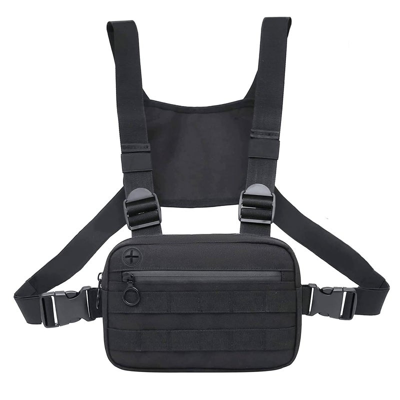 Muserise Outdoor Sports Utility Pack, Tactical EDC Bag For Men, Lightweight Conceal Pouch Holster, Rig Vest With Built-In Phone Holder For Workouts, Cycling & Hiking (Black) - Image 2