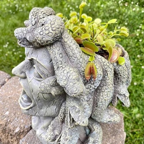 Darware Resin Medusa Head Planter, Large Garden Decor Statue Flower Pot - Image 4