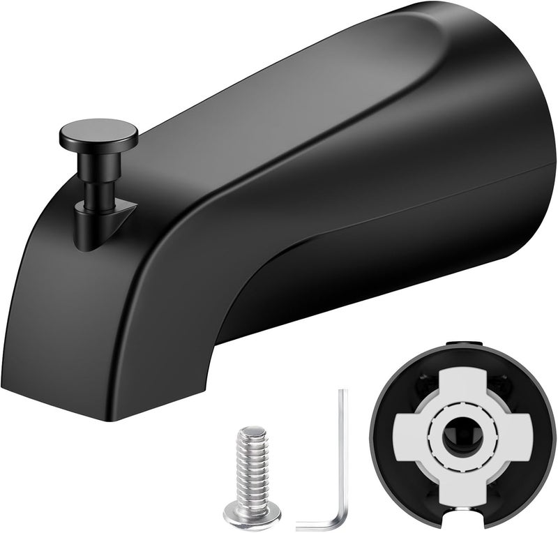 TEVIORA Tub Spout with Pull Down Diverter – Slip-Fit Bathtub Faucet Spout Replacement, 1/2” Copper Pipe Connection, Easy Installation, Universal for Bathroom Shower (Matte Black) - Image 1