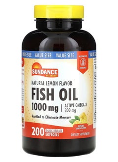 Fish Oil Natural Lemon 1000 mg 200 Quick Release Softgels