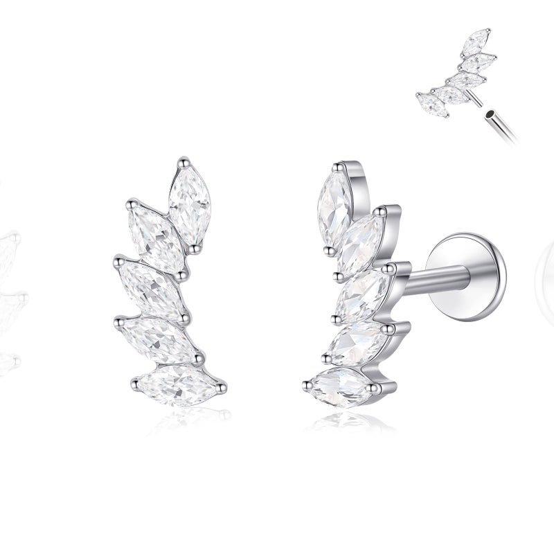 limerencia ASTM F136 Threadless Push in Titanium Earrings,Hypoallergenic Flat Back Cubic Zirconia G23 18G 6mm 8mm Body Piercing Studs for Cartilage Helix Tragus Conch(a pair) - Image 1