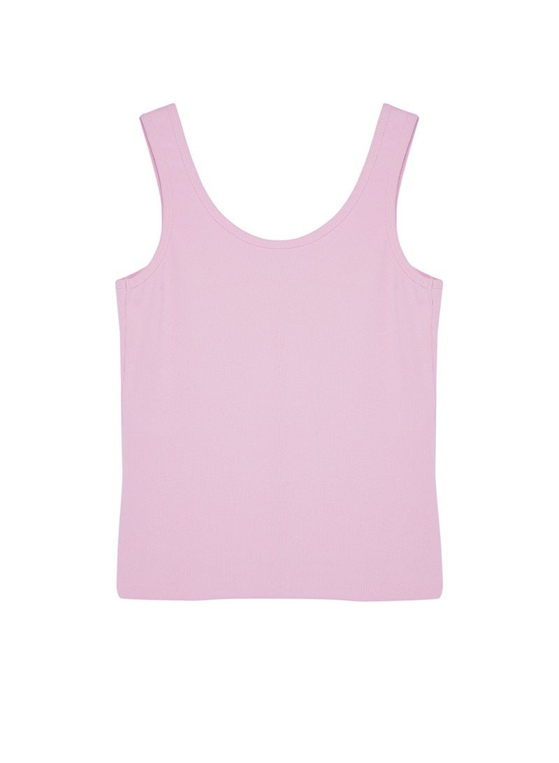 trendyol Light Pink Stretch Corded Knitted Undershirt - Pool Collar, Body Fitted - Image 5