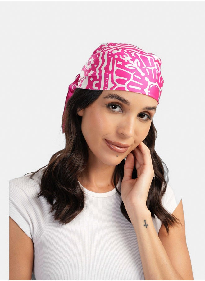 Clue - Satin Fuchsia Printed Scarf - Image 1