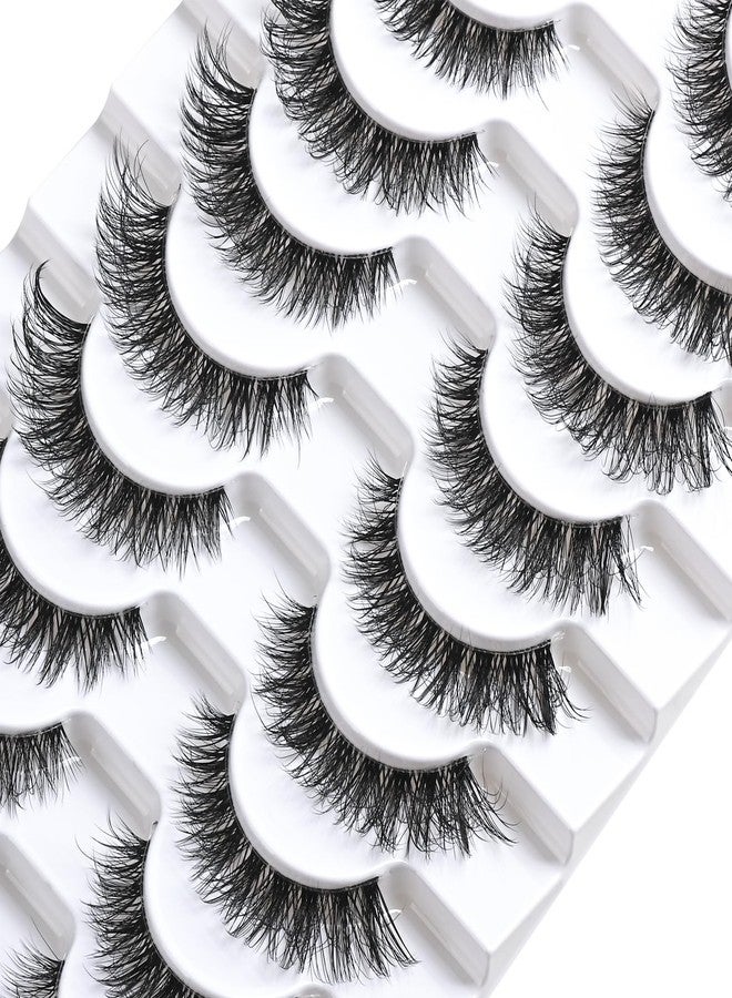 FARRED Cat Eye Lashes Natural False Eyelashes Wispy Eye Lash Fluffy Wispies Eyelash Natural Look 10 Pairs Clear Band Fake Lashes Pack Volume Mink Lash Strips Pestañas (Z06|8-14MM) - Image 4