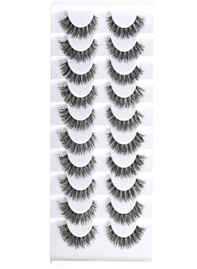 FARRED Cat Eye Lashes Natural False Eyelashes Wispy Eye Lash Fluffy Wispies Eyelash Natural Look 10 Pairs Clear Band Fake Lashes Pack Volume Mink Lash Strips Pestañas (Z06|8-14MM) - Image 3