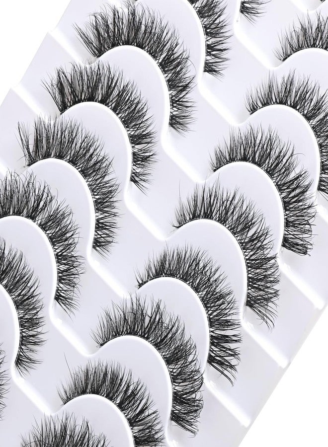 FARRED Cat Eye Lashes Natural False Eyelashes Wispy Eye Lash Fluffy Wispies Eyelash Natural Look 10 Pairs Clear Band Fake Lashes Pack Volume Mink Lash Strips Pestañas (Z06|8-14MM) - Image 5
