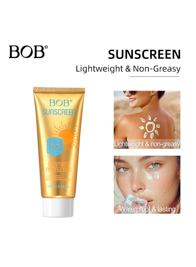 BOB Mini Gold Tube Sunscreen SPF50 PA+++ | Refreshing, Non-Greasy, Waterproof, Long-Lasting, Suitable for Face and Body - Image 1