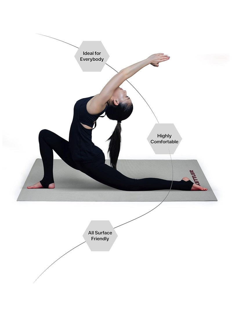 Premium German Technology Powered Yoga Mat of Thickness 8 mm | Material : TPE | For Workout, Yoga Fitness, Pilates and Meditation with Anti Skid Base | For Men & Women with Carry Bag