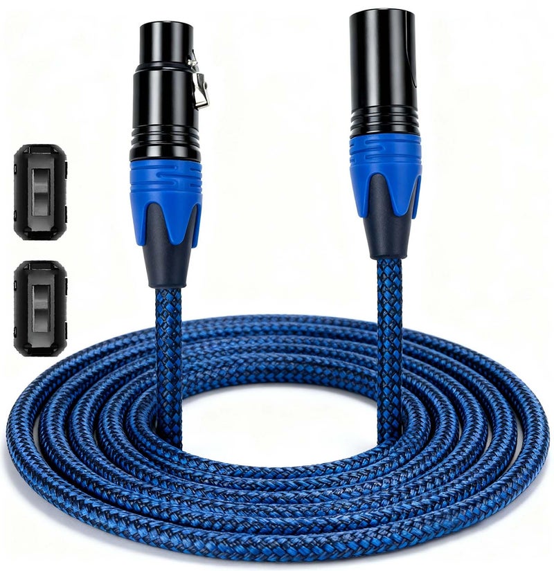 Flying Leaves Professional 6FT XLR Male to Female Microphone Cable, Dual Shielded Studio Mic Cord - Oxygen-Free Copper for Podcasting/Live Streams/Stage, Blue Nylon Braided - Image 1