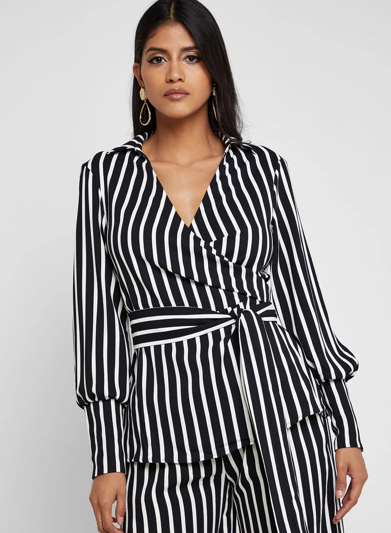 4th & Reckless Belted Striped Long Sleeve Top Co Ord