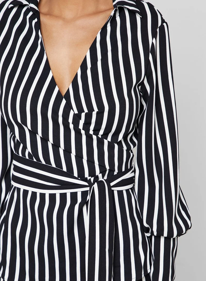 4th & Reckless Belted Striped Long Sleeve Top Co Ord