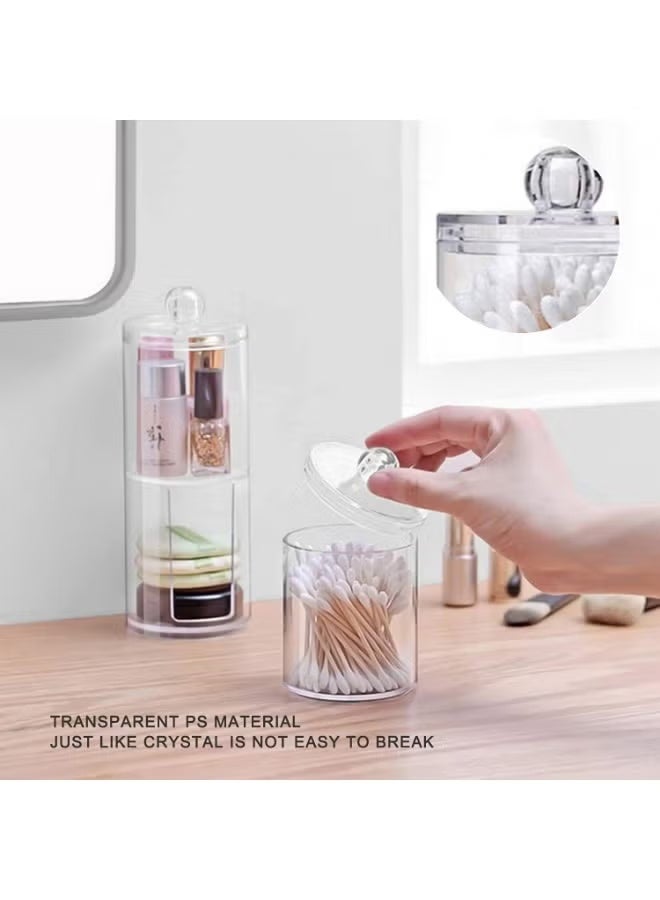2 in 1 Clear Acrylic Cotton Swab Holder - Versatile Makeup Organizer with Lid, Cotton Swabs, Makeup Remover Pads, Cosmetics in Bathroom or Beauty Room - Image 3